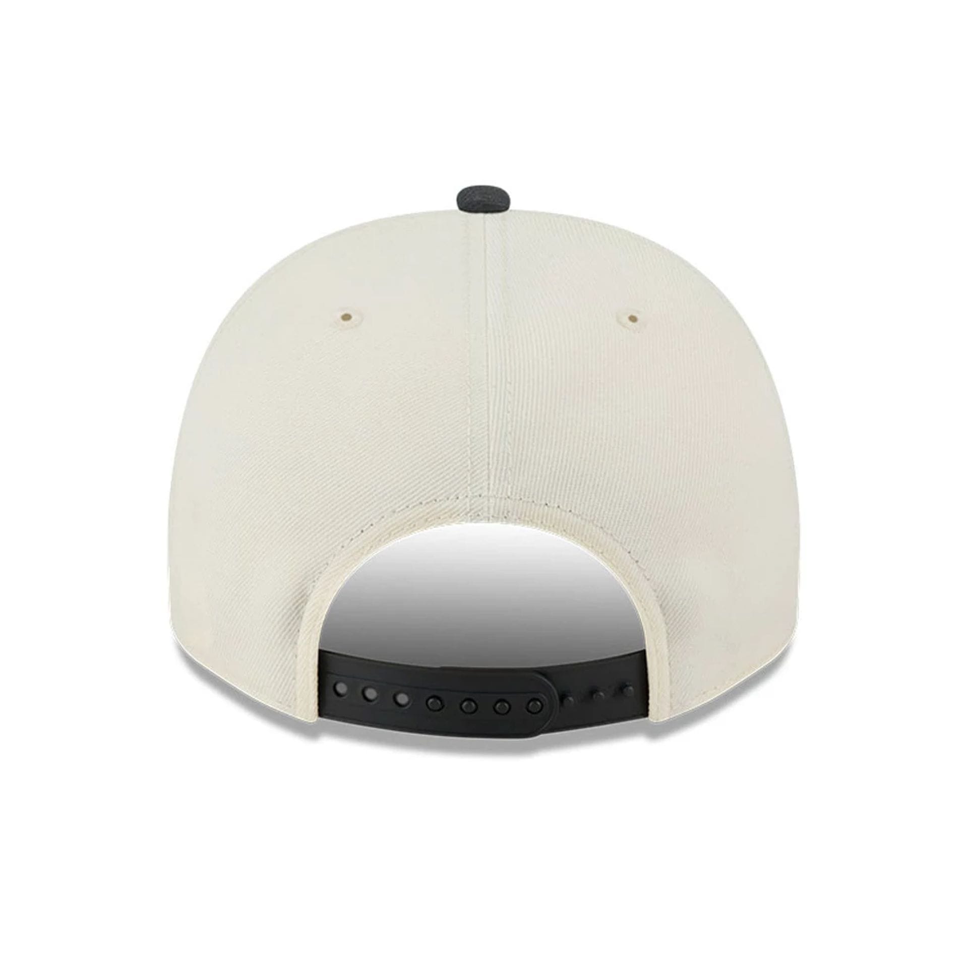 Pictured is this MLB Chrome LA Dodgers 9FIFTY A-Frame Snapback cap in cream. 7