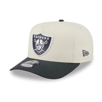 Pictured is this MLB Chrome Las Vegas Raiders 9FIFTY A-Frame Snapback cap in cream . 1