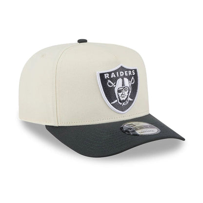 Pictured is this MLB Chrome Las Vegas Raiders 9FIFTY A-Frame Snapback cap in cream . 4