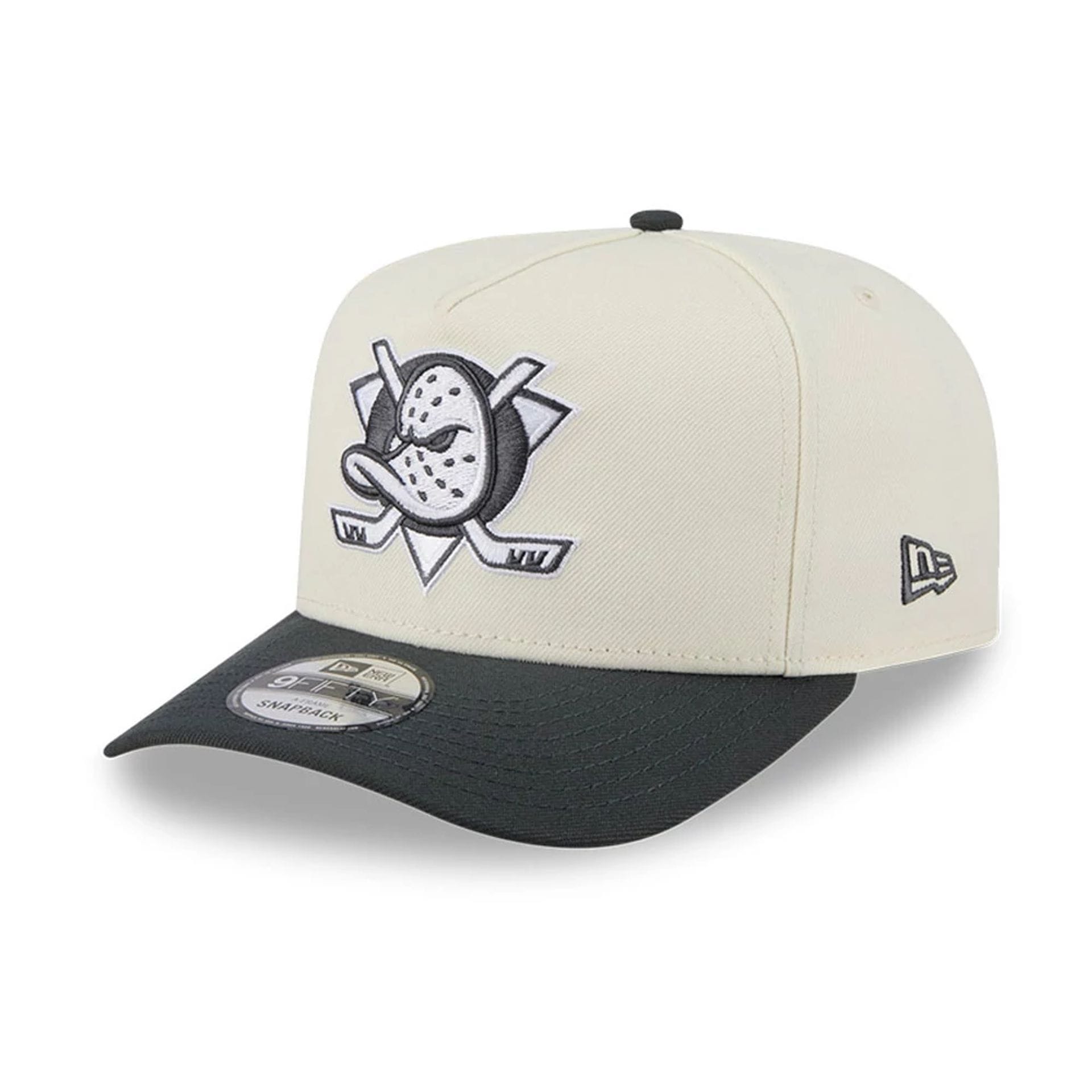 Pictured is this NHL Chrome Anaheim Ducks 9FIFTY A-Frame Snapback cap in cream. 1