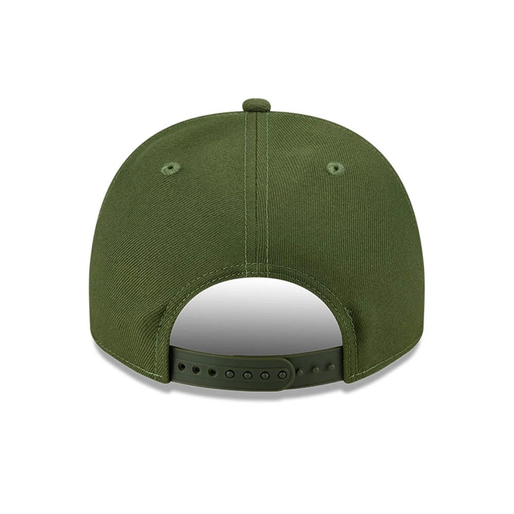 Pictured is this MLB Rifle Green LA Dodgers 9FIFTY A-Frame Snapback cap in dark green. 7