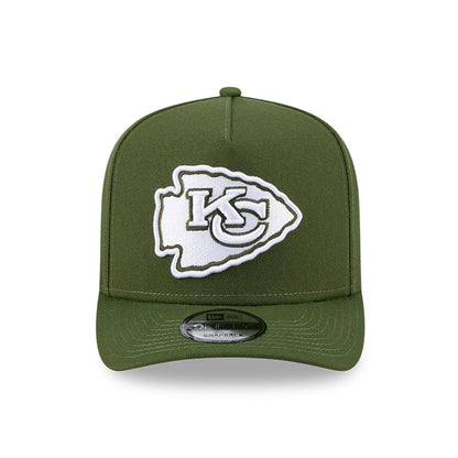 Pictured is this NFL Rifle Green Kansas City Chiefs 9FIFTY A-Frame Snapback cap in dark green. 3