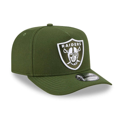 Pictured is this NFL Rifle Green Las Vegas Raiders 9FIFTY A-Frame Snapback cap in dark green. 4