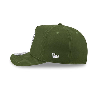 Pictured is this NFL Rifle Green Las Vegas Raiders 9FIFTY A-Frame Snapback cap in dark green. 5