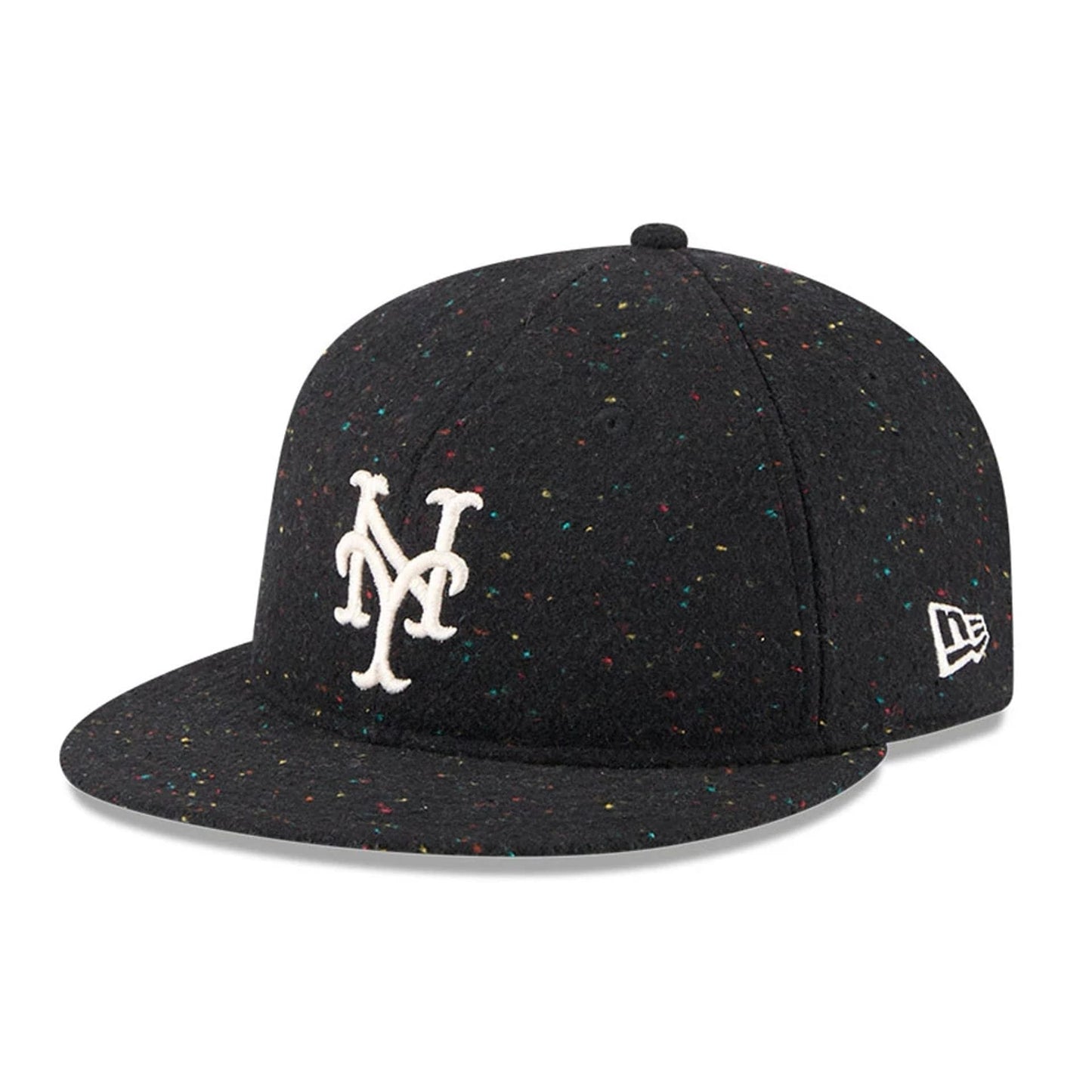 Pictured is this MLB Speckled Wool New York Mets Retro Crown 9FIFTY cap in black. 1