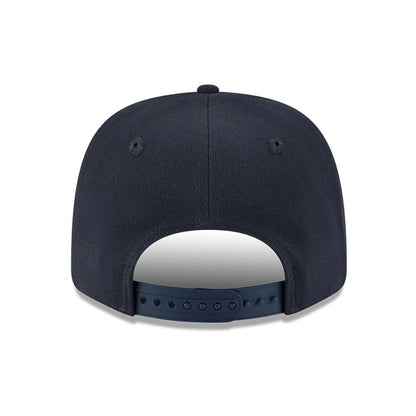 LA Dodgers MLB Navy New Era 9SEVENTY Stretch Snap Adjustable Cap, rear view showing the plain navy back panels without any logos, featuring a matching navy adjustable snap closure for a customised fit.