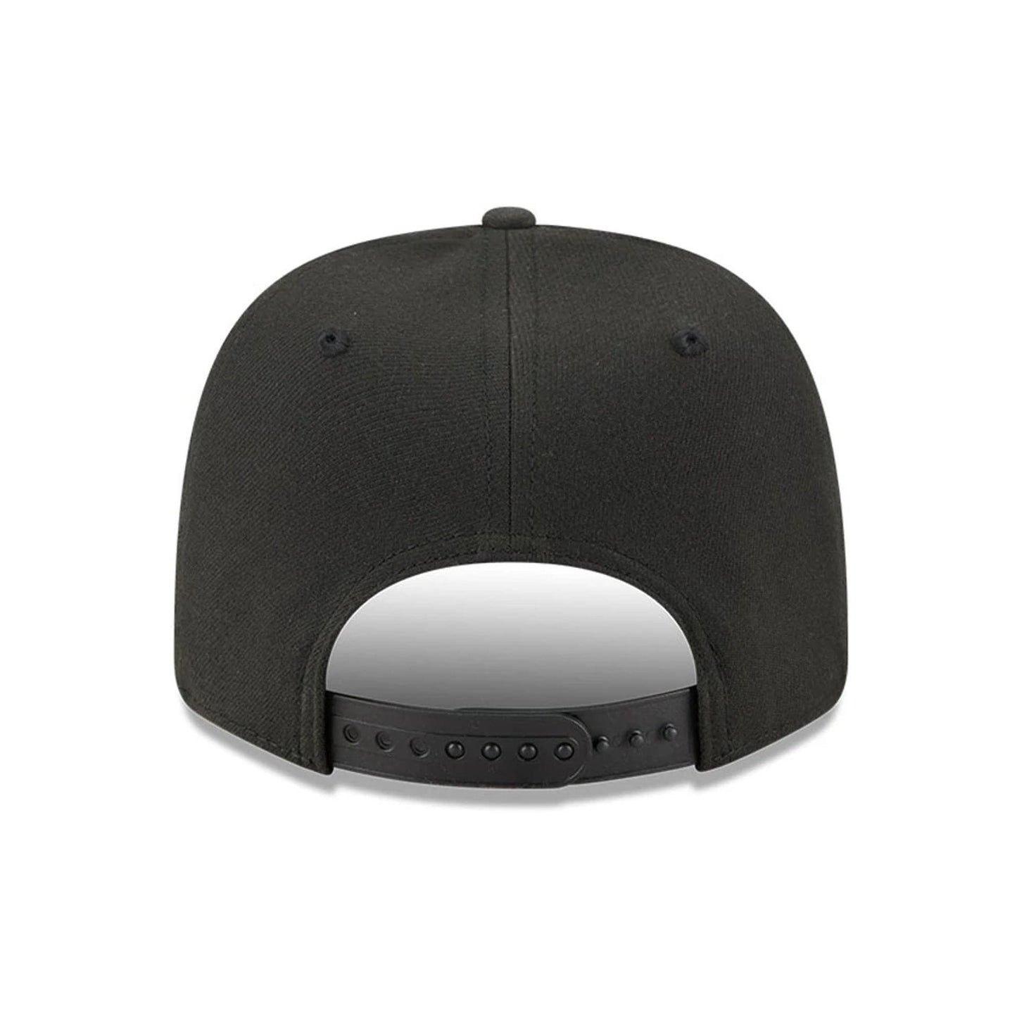 Pictured is this New Era Flawless 9SEVENTY Stretch Snap cap in black. 7