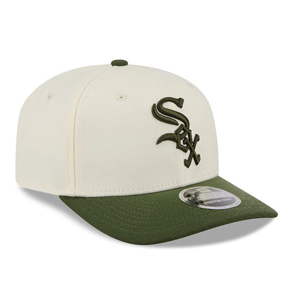 Pictured is this MLB Rifle Green Chicago White Sox 9SEVENTY Stretch Snap cap in white. 4