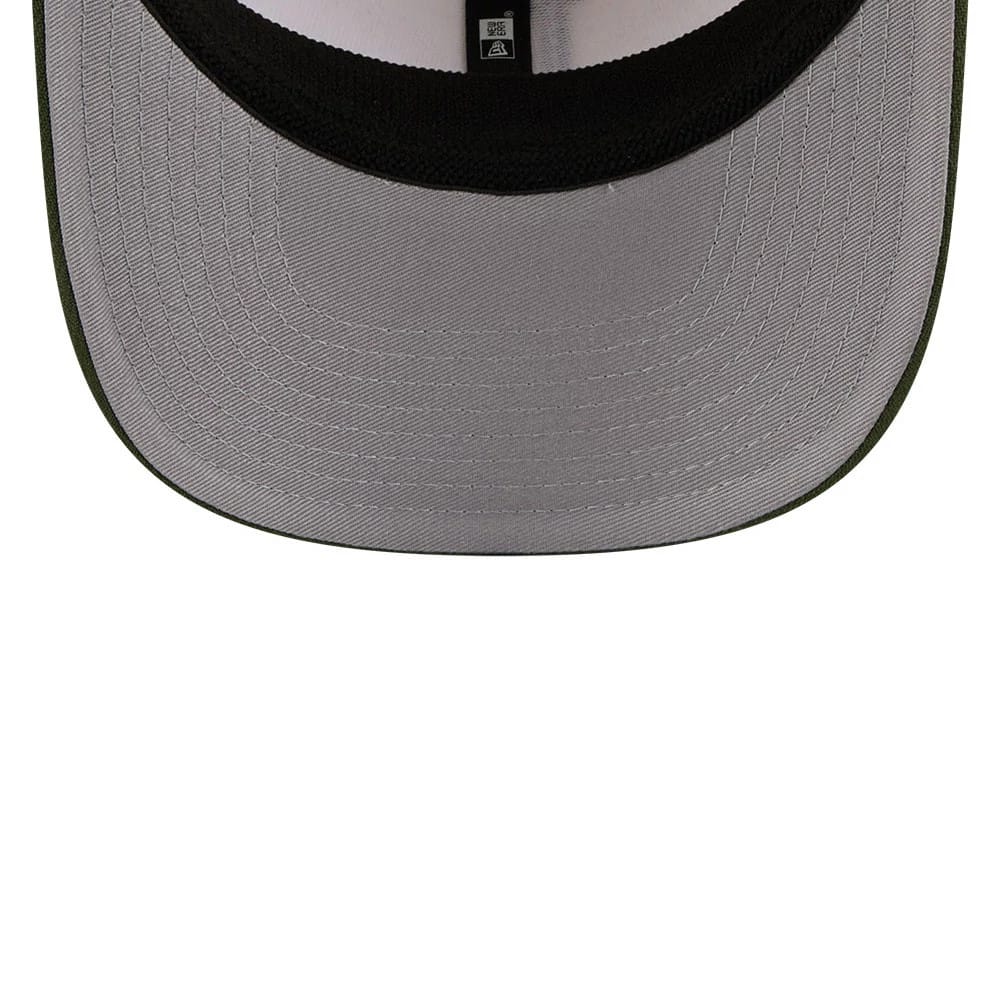Pictured is this MLB Rifle Green LA Dodgers 9SEVENTY Stretch Snap cap in white. 2