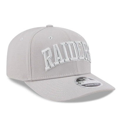 Pictured is this NFL Script Las Vegas Raiders 9SEVENTY Stretch Snap cap in grey. 3