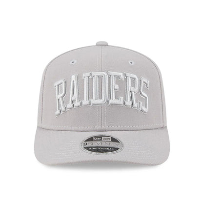 Pictured is this NFL Script Las Vegas Raiders 9SEVENTY Stretch Snap cap in grey. 2