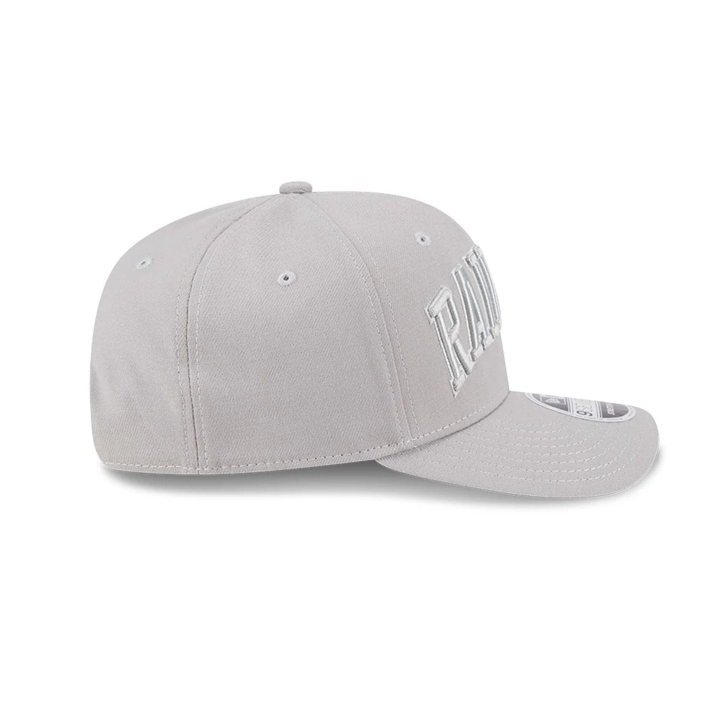 Pictured is this NFL Script Las Vegas Raiders 9SEVENTY Stretch Snap cap in grey. 5