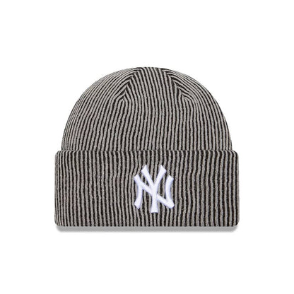 Pictured is this MLB Rib New York Yankees Cuff Knit Beanie hat in grey. 1