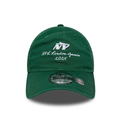 This is a New York Jets NFL International Series Games London 2025 Green 9TWENTY Adjustable Cap 3
