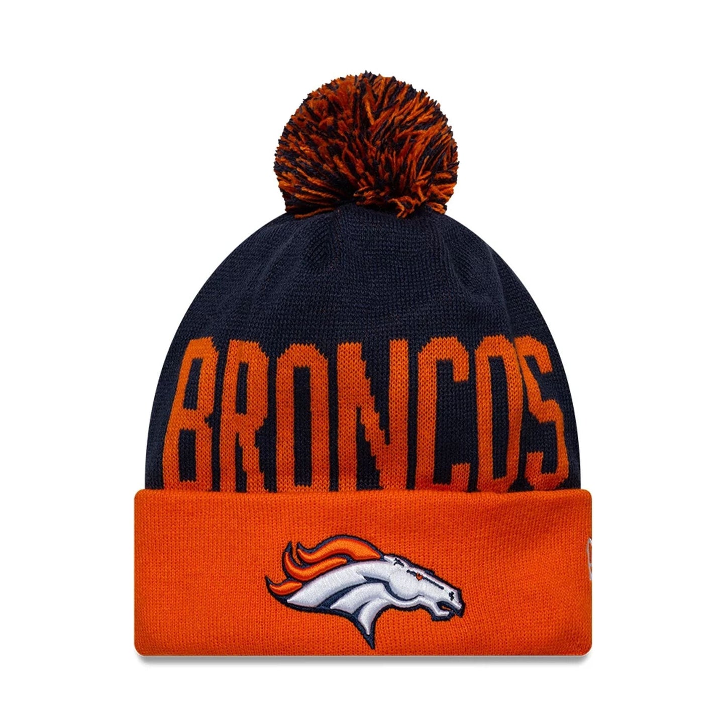 This is a Denver Broncos NFL International Series Games London 2025 Orange Cuff knit Beanie Hat 1