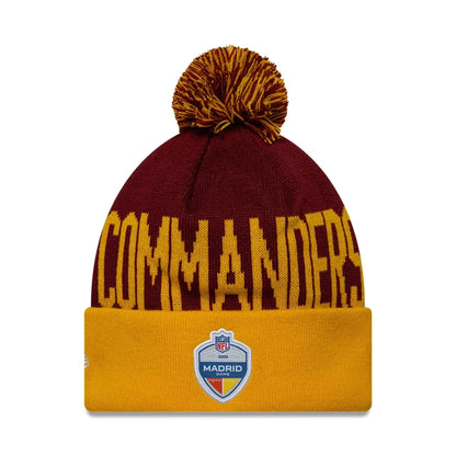 This is a Washington Commanders NFL International Series Games Madrid 2025 Dark Red Cuff knit Beanie Hat 2