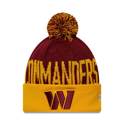 This is a Washington Commanders NFL International Series Games Madrid 2025 Dark Red Cuff knit Beanie Hat 1