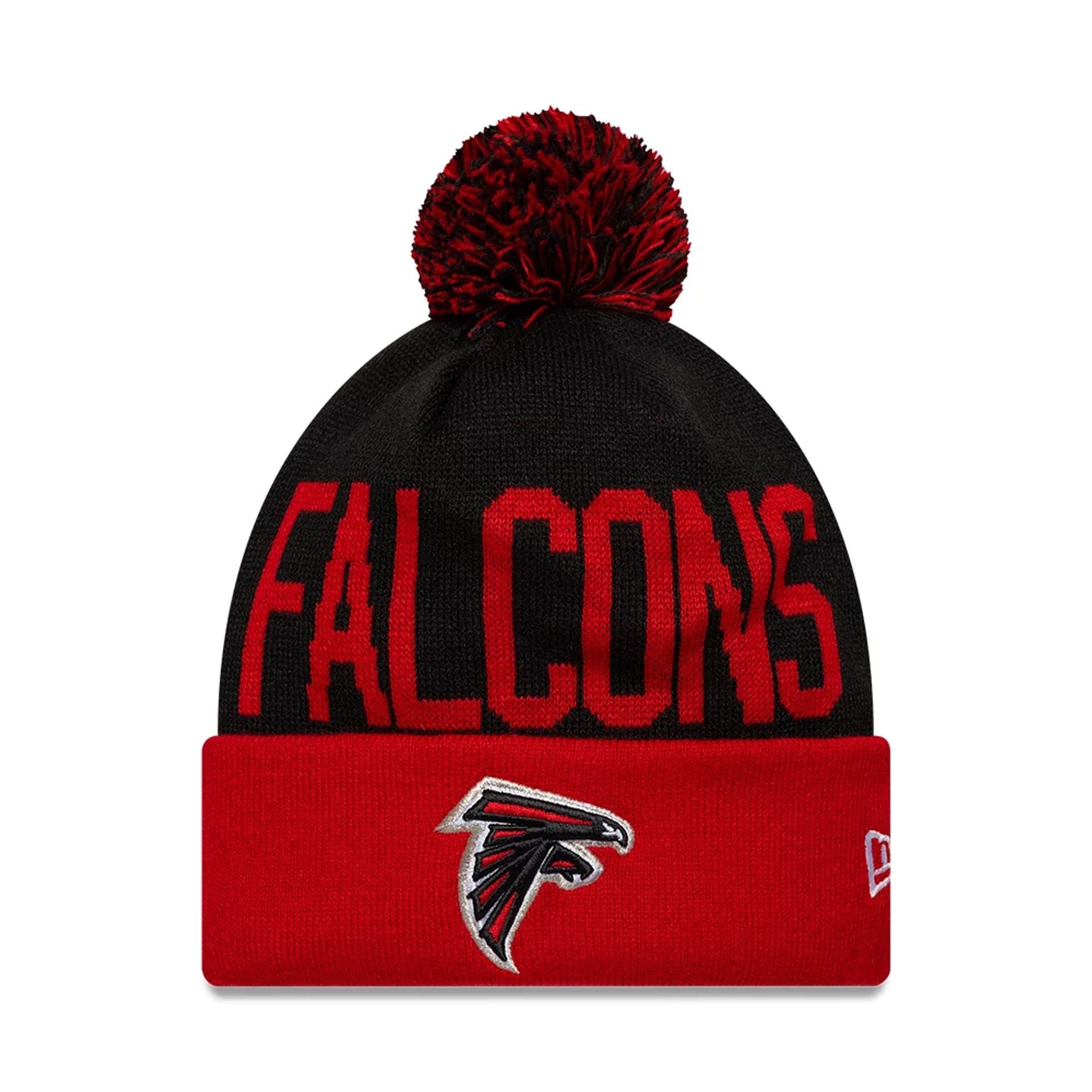 This is a Atlanta Falcons NFL International Series Games Berlin 2025 Black Cuff knit Beanie Hat 1