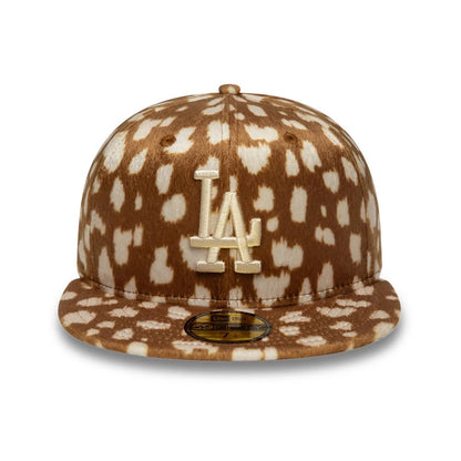 This is a LA Dodgers Animal Print Dark Beige 59FIFTY Fitted Cap 2