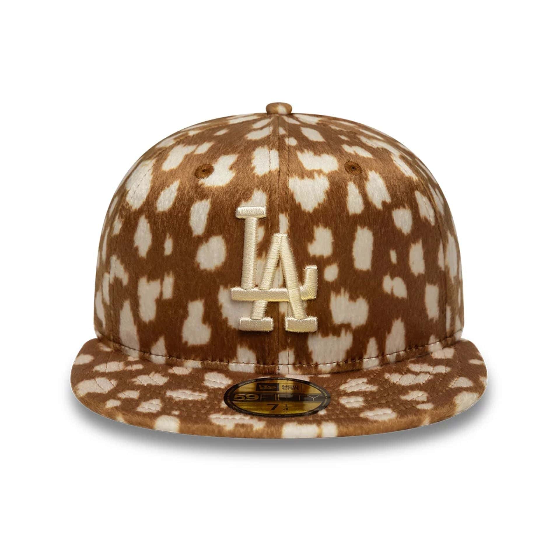 This is a LA Dodgers Animal Print Dark Beige 59FIFTY Fitted Cap 2