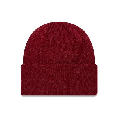 Pictured is this New Era Borg Cuff knit Beanie hat in dark red. 2