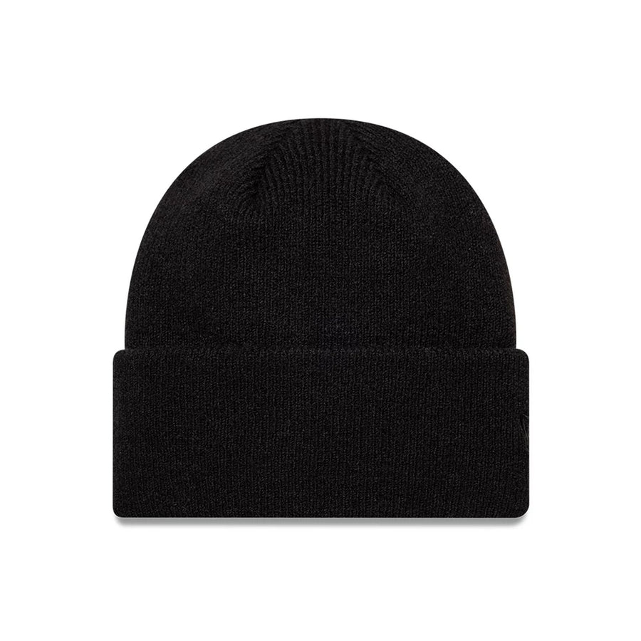 Pictured is this New Era Borg Cuff knit Beanie hat in black. 1