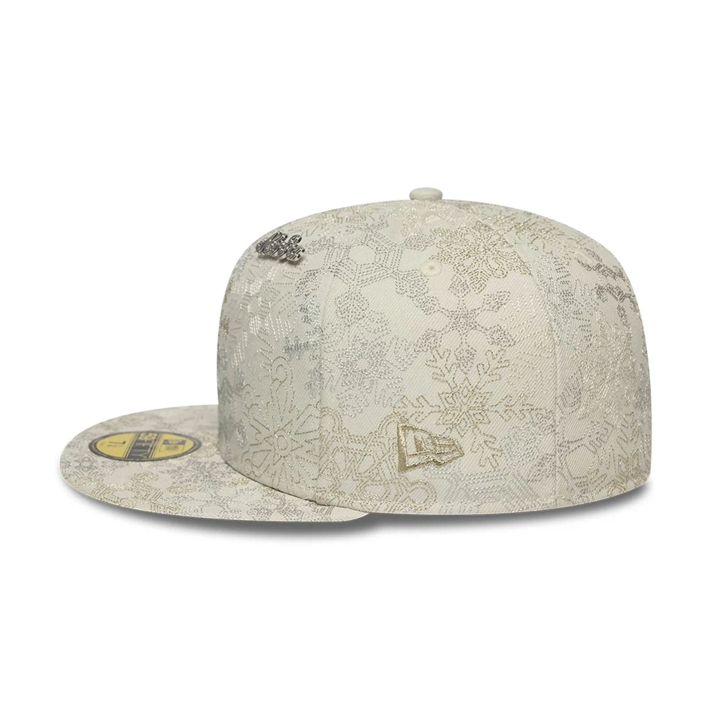 Pictured is this New Era Winter Snowflakes 59FIFTY Fitted cap in light beige. 6