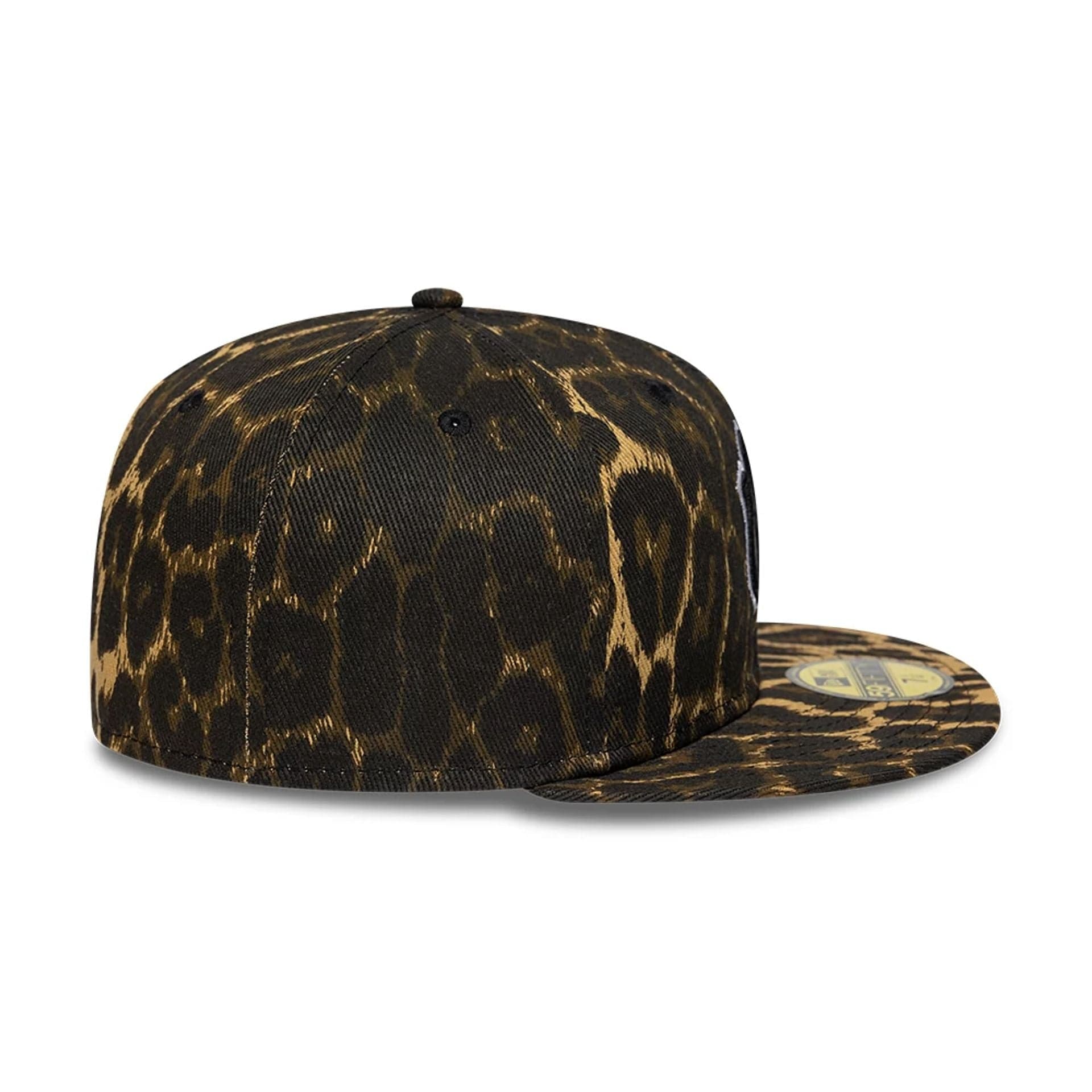 Pictured is this MLB Leopard New York Yankees 59FIFTY Fitted cap in black. 7