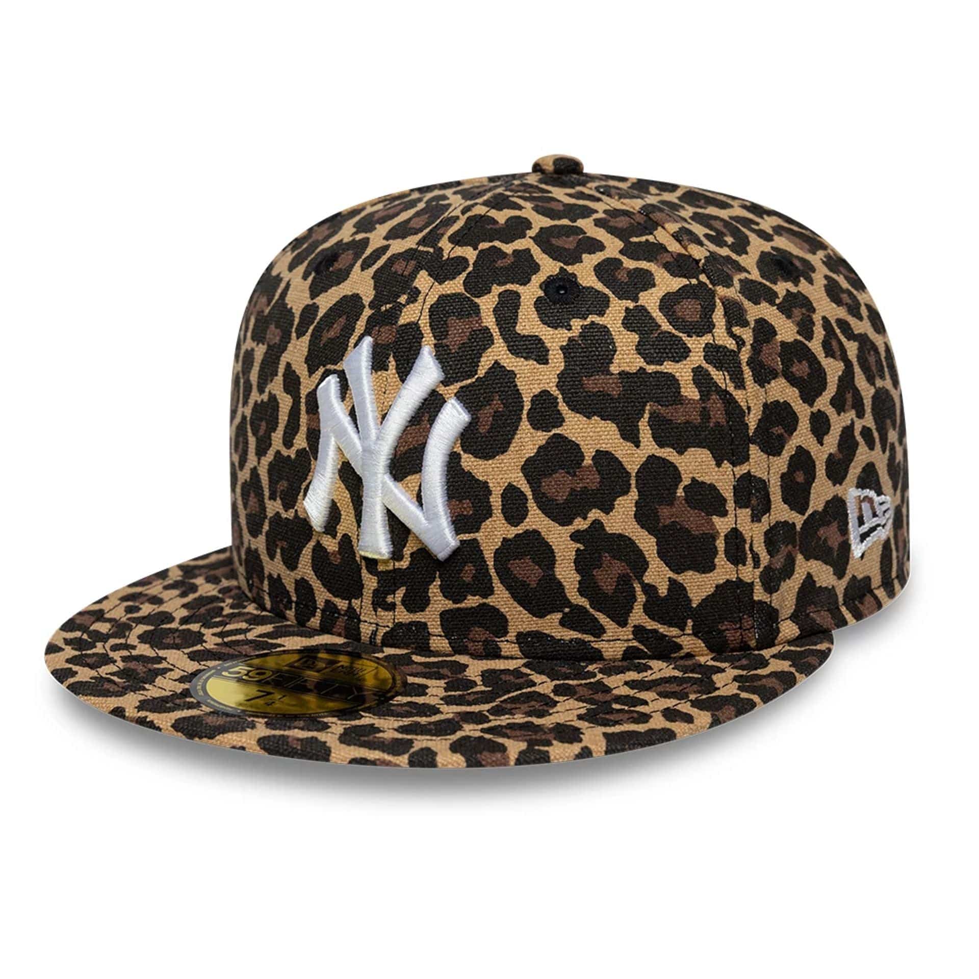 Pictured is this MLB Leopard New York Yankees 59FIFTY Fitted cap in black. 1