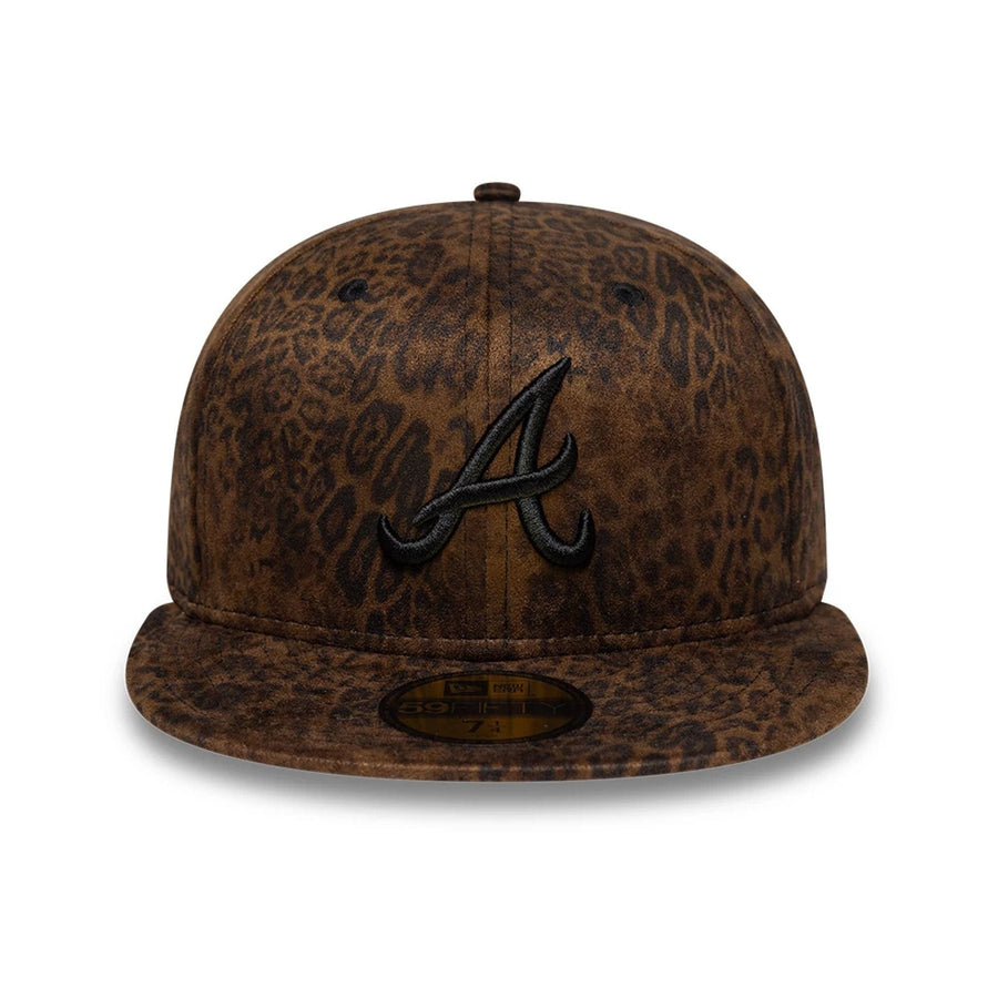 Pictured is this MLB Leopard Atlanta Braves 59FIFTY Fitted cap in black. 3