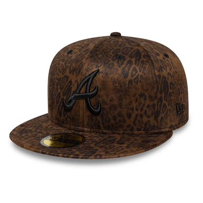 Pictured is this MLB Leopard Atlanta Braves 59FIFTY Fitted cap in black. 1