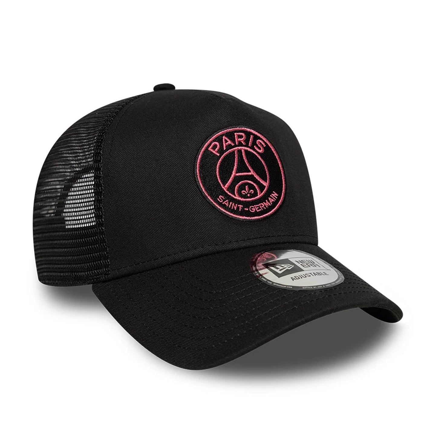 Pictured is this Pop Paris Saint Germain 9FORTY E-Frame Trucker cap in black. 3