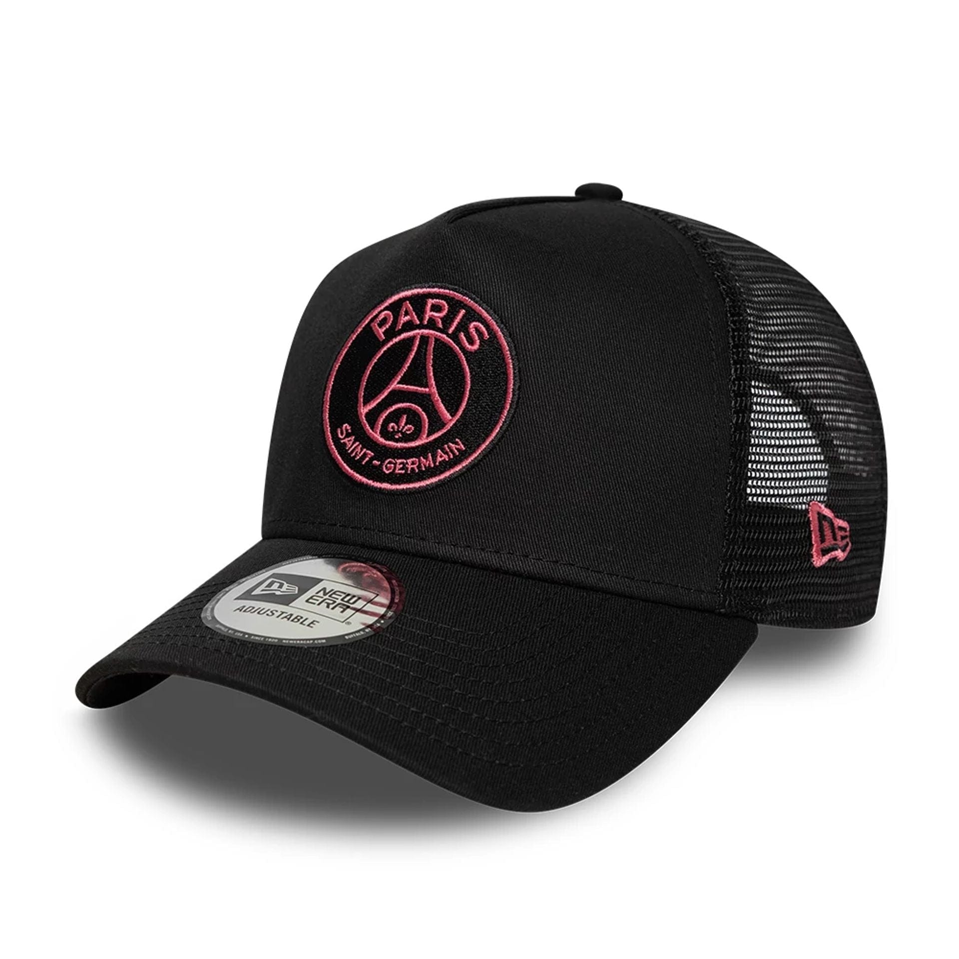 Pictured is this Pop Paris Saint Germain 9FORTY E-Frame Trucker cap in black. 1