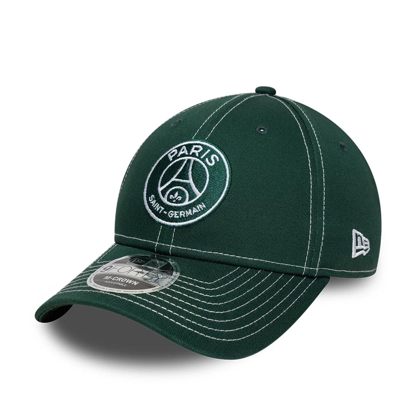 Pictured is this Pop Stitch Paris Saint Germain 9FORTY M-Crown cap in dark green. 1