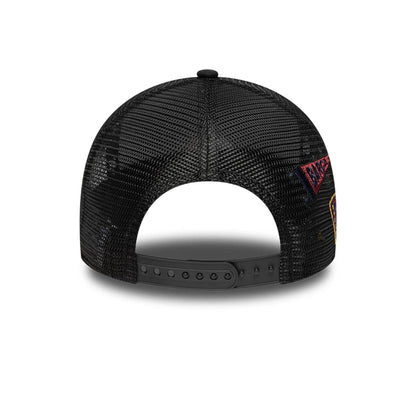 This is a FC Barcelona Patch Black 9FORTY A-Frame Trucker Adjustable Cap 5