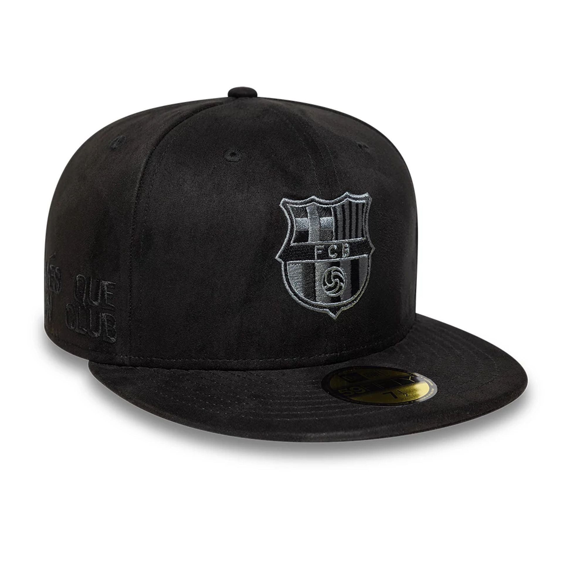 This is a FC Barcelona Mes Que Un Black 59FIFTY Fitted Cap 1