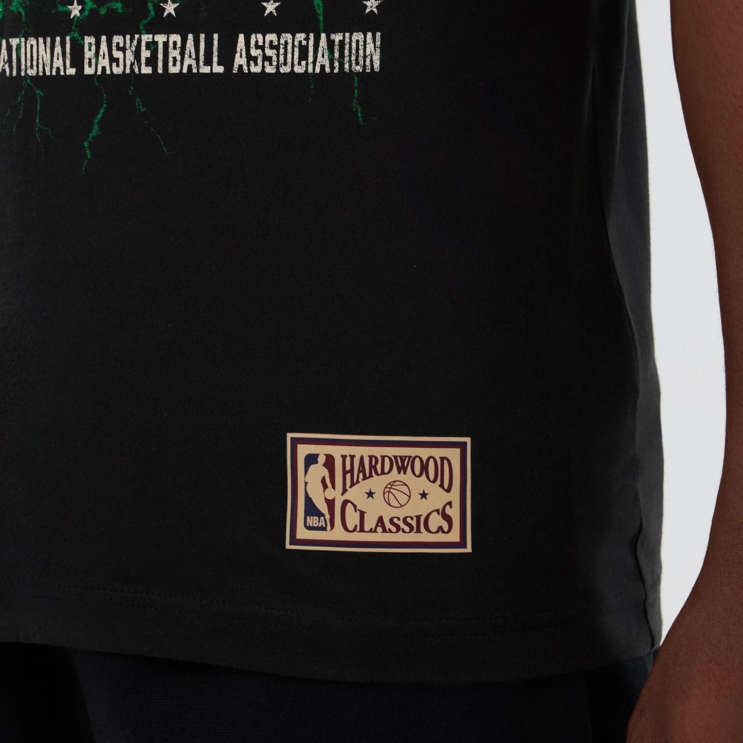 The model is wearing this NBA Hardwood Classic Milwaukee Bucks T-Shirt in black. 5