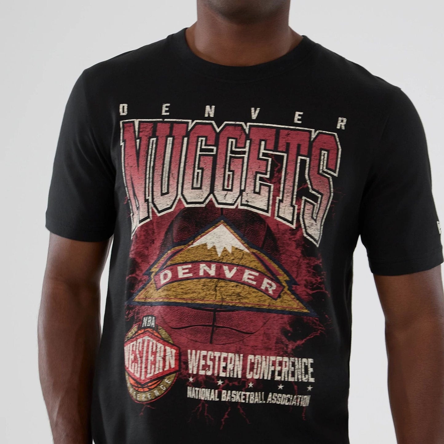 The model is wearing this NBA Hardwood Classic Denver Nuggets T-Shirt in black. 3