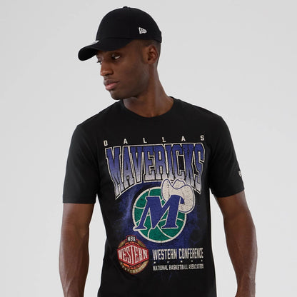 The model is wearing this NBA Hardwood Classic Dallas Mavericks T-Shirt in black. 7