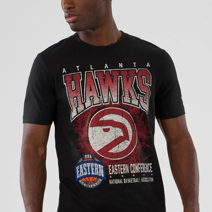 The model is wearing this NBA Hardwood Classic Atlanta Hawks T-Shirt in black. 7