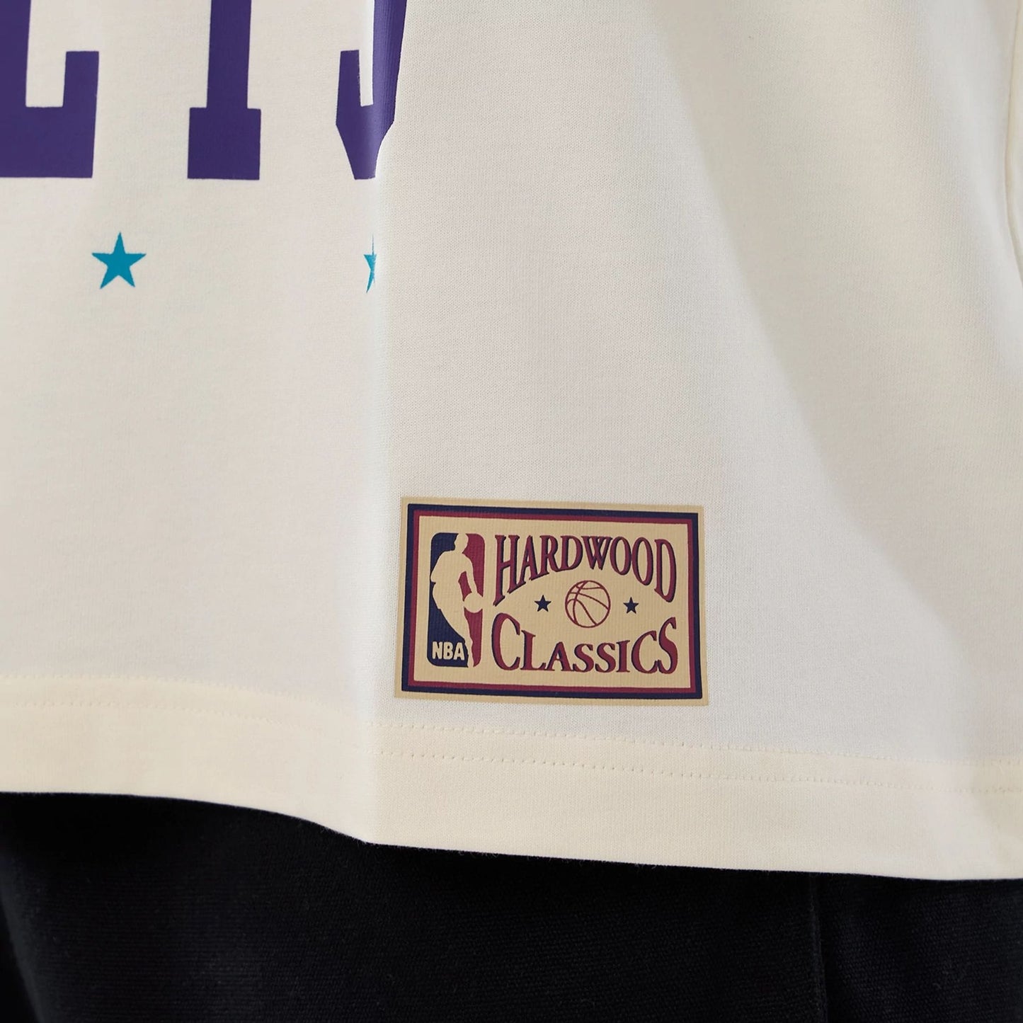 The model is wearing this NBA Hardwood Classic Charlotte Hornets T-Shirt in cream. 5