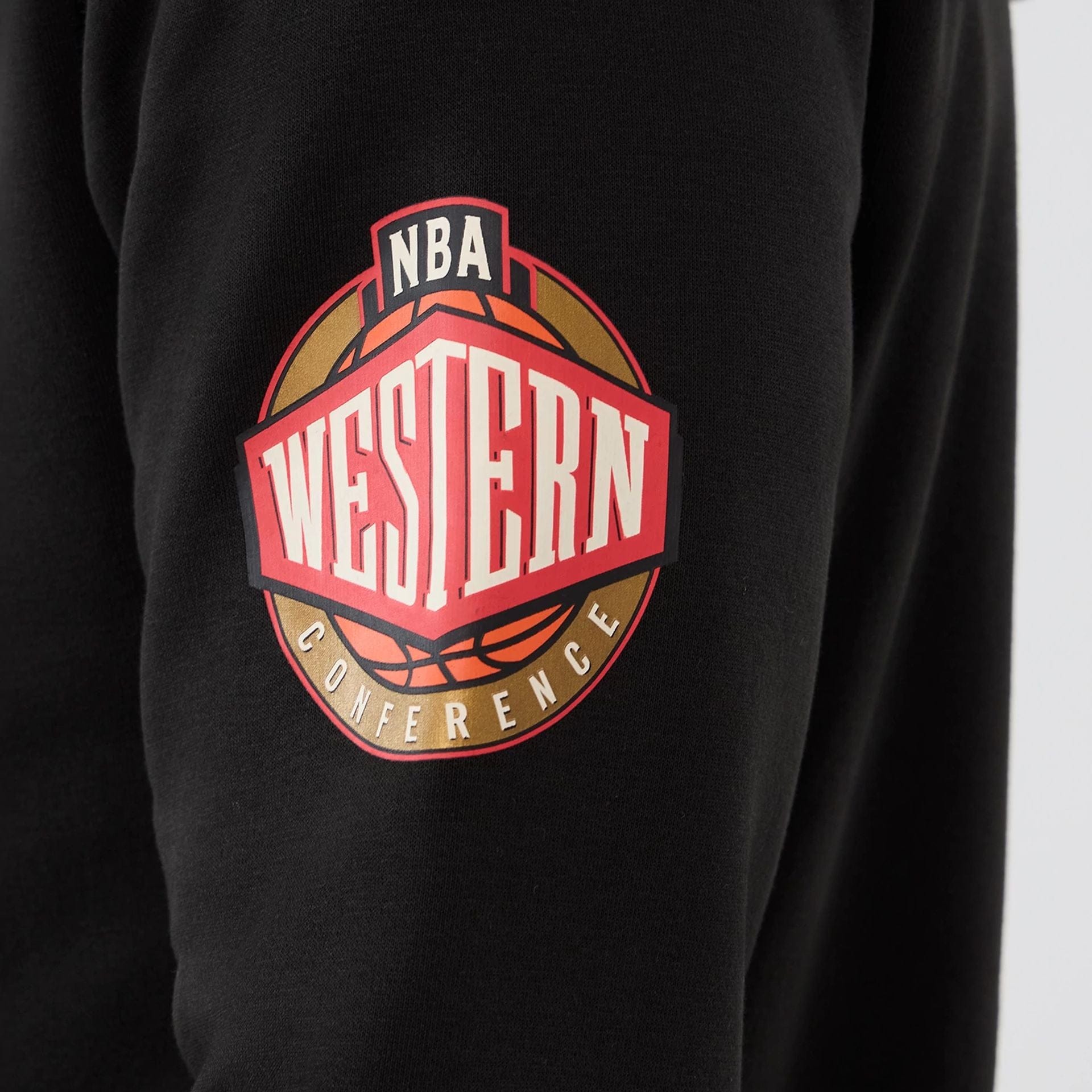 The model is wearing this NBA Hardwood Classic LA Lakers Pullover Hoodie in black. 5