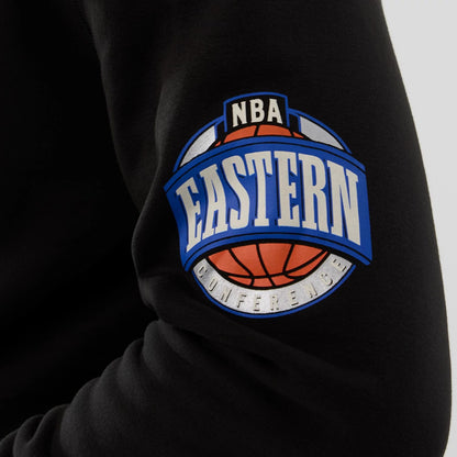The model is wearing this NBA Hardwood Classic Chicago Bulls Pullover Hoodie in black. 5