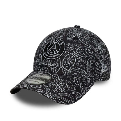 This is a Barbara Bui x Paris Saint Germain Black Paisley 9FORTY Adjustable Cap 1