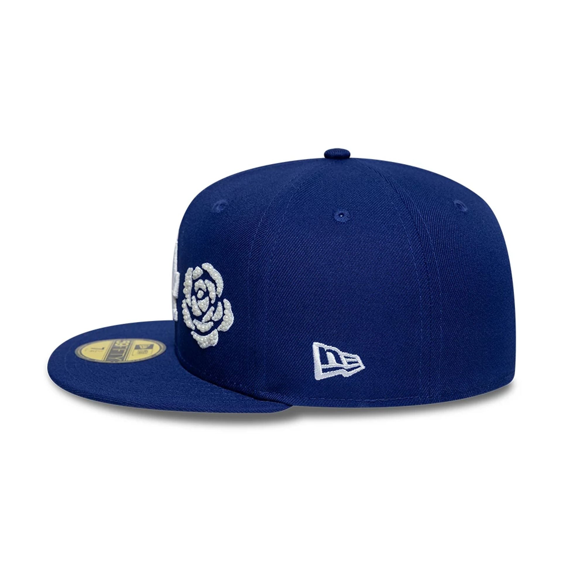 Pictured is this MLB Faux Pearl Icon LA Dodgers 59FIFTY Fitted cap in dark blue. 5