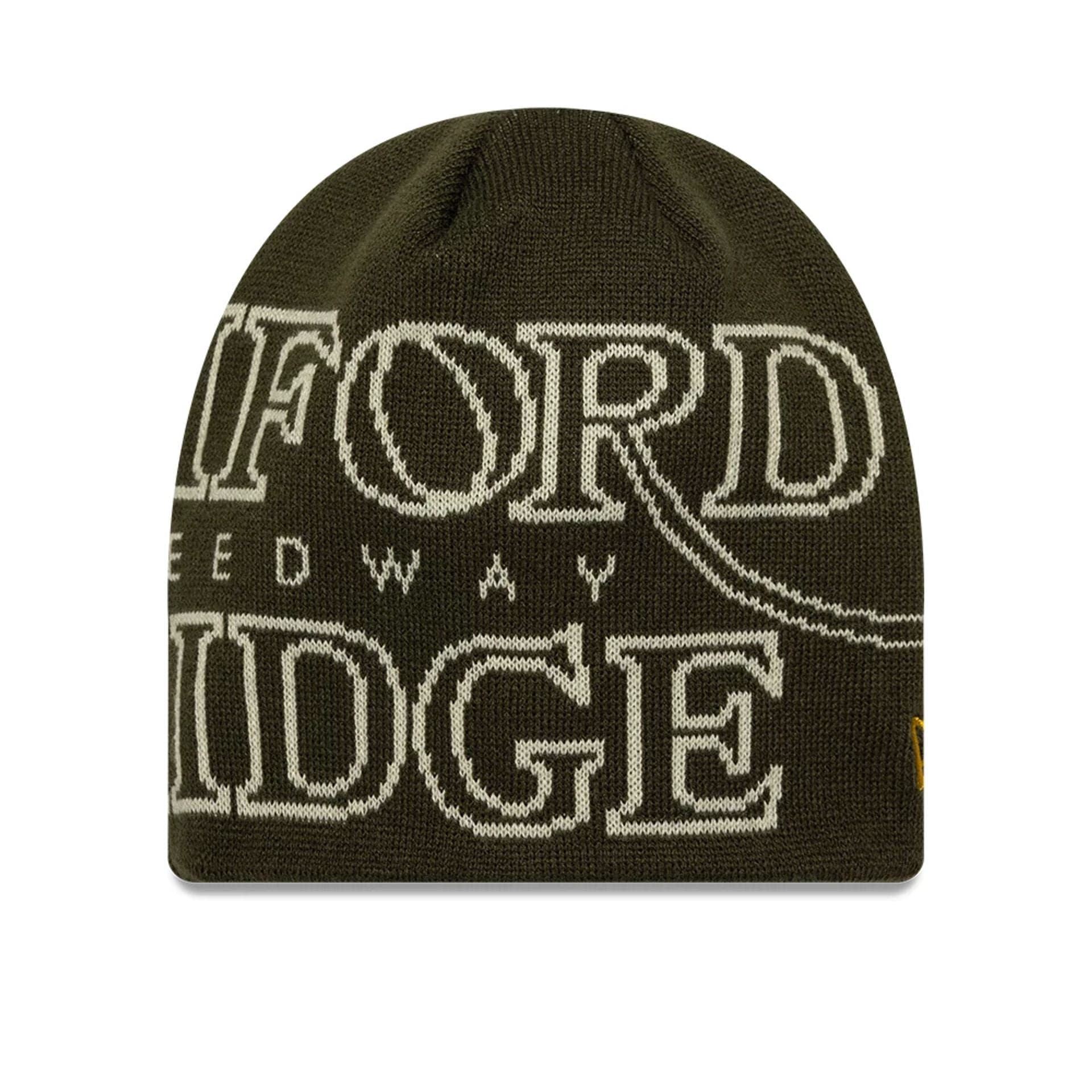 Pictured is this Speedway Chelsea FC Skull Knit Beanie hat in dark green. 1