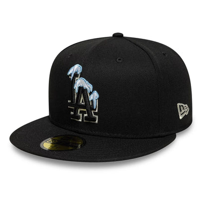 Pictured is this MLB Snow Icon LA Dodgers 59FIFTY Fitted cap in black. 1