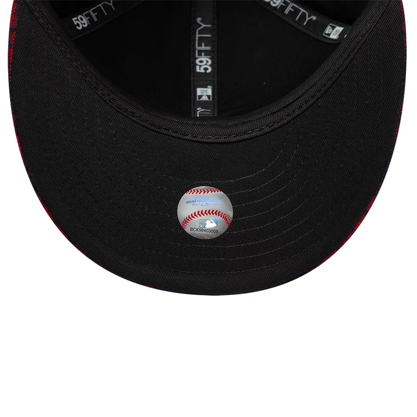 Pictured is this MLB Check New York Yankees Low Profile 59FIFTY Fitted cap in red. 2