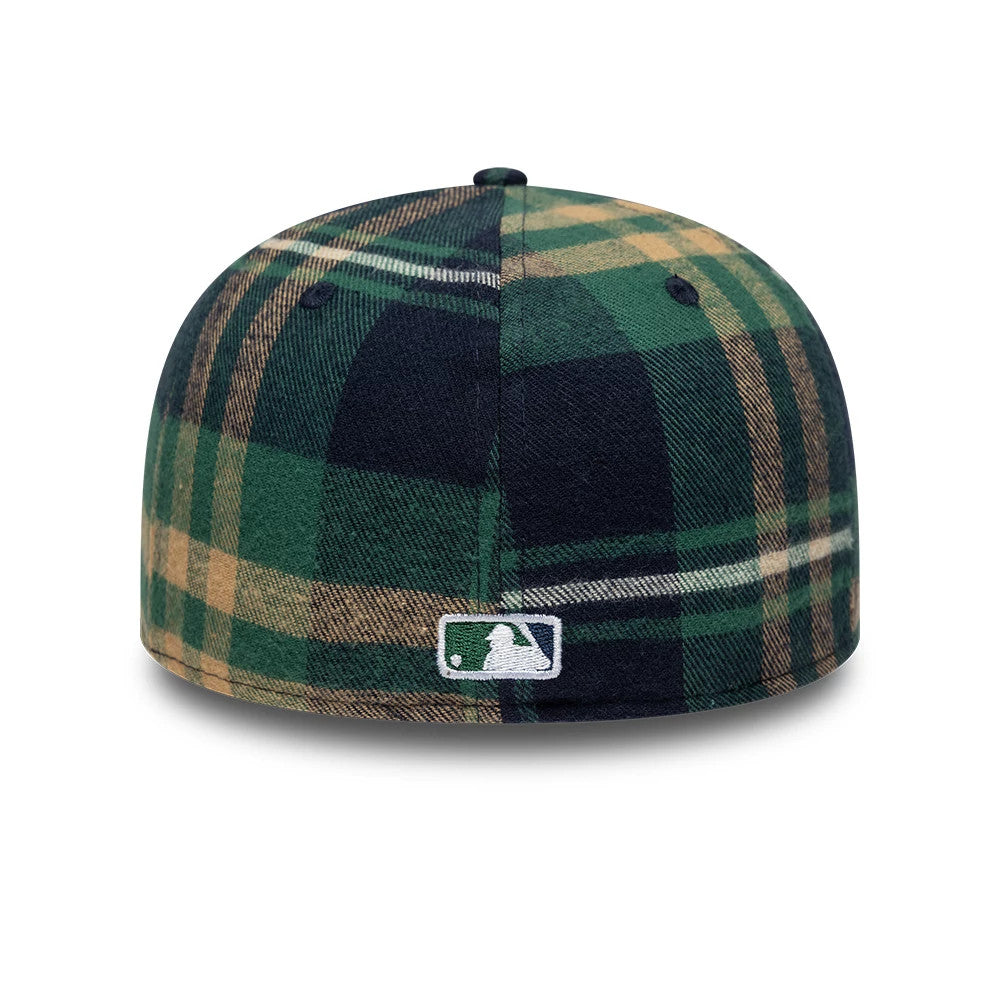 Pictured is this MLB Check New York Mets Low Profile 59FIFTY Fitted cap in dark green. 5