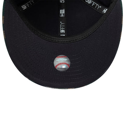 Pictured is this MLB Check New York Mets Low Profile 59FIFTY Fitted cap in dark green. 2